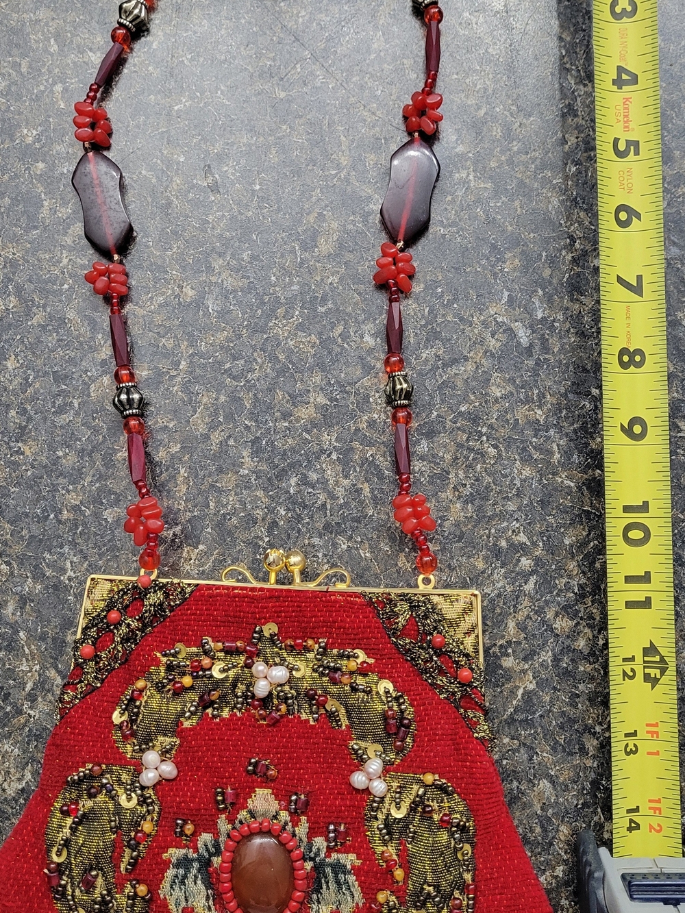 Mary Frances, Red Embellished Beaded Evening Bag, Positive Energy - Picture 5 of 9